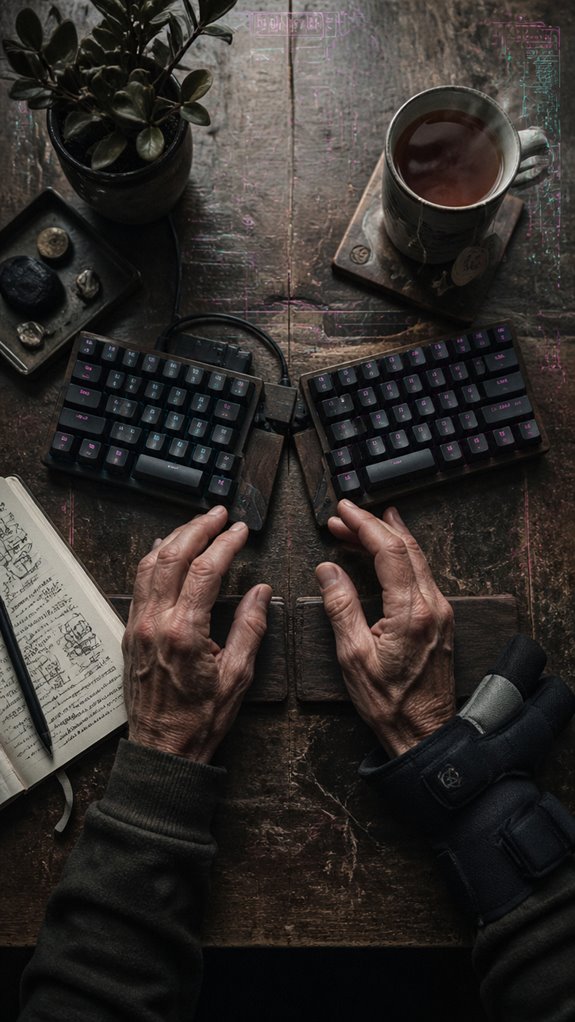 ergonomic keyboard minimizes wrist strain